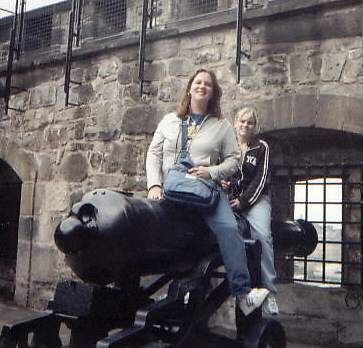 On a cannon at the castle